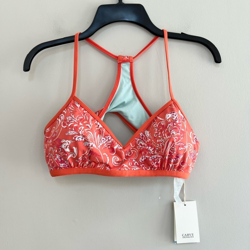 Carve Designs NWT Stinson Bikini Top in Lisbon Red/Orange, size L